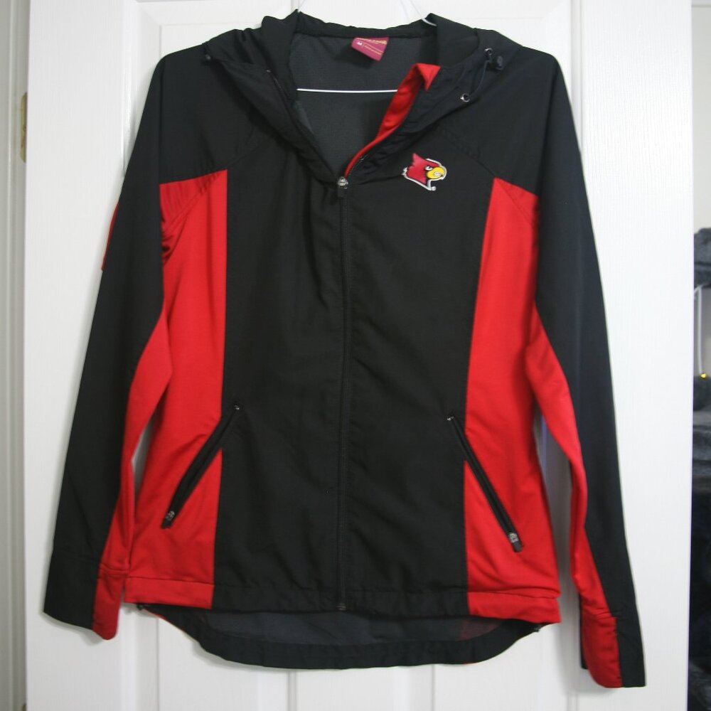 U of L Hooded Jacket, Size M, Red/Black